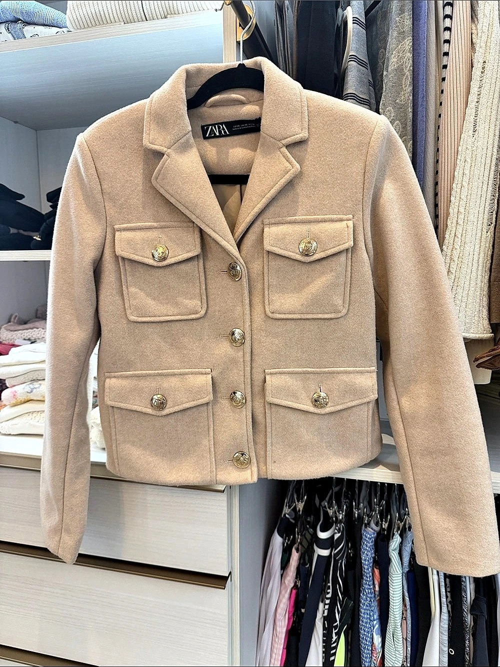 Zara Utility Pocket Jacket Beige XS Like New